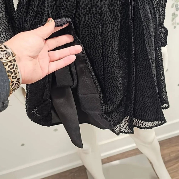 New LINI Gemma Velvet Polka Dot Long Sheer Sleeves Mini Cocktail Dress S - Picture 5 of 13